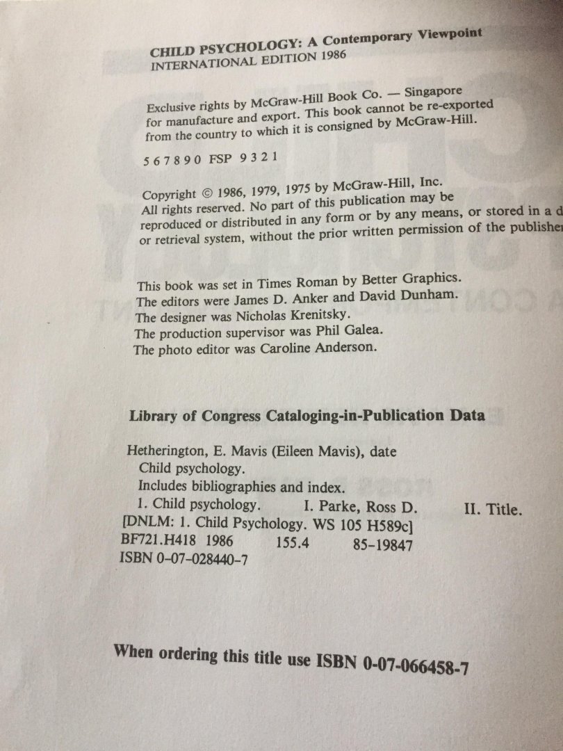 Mavis Hetherington,Ross D Parke - Child psychology A contemporary vieuwpoint