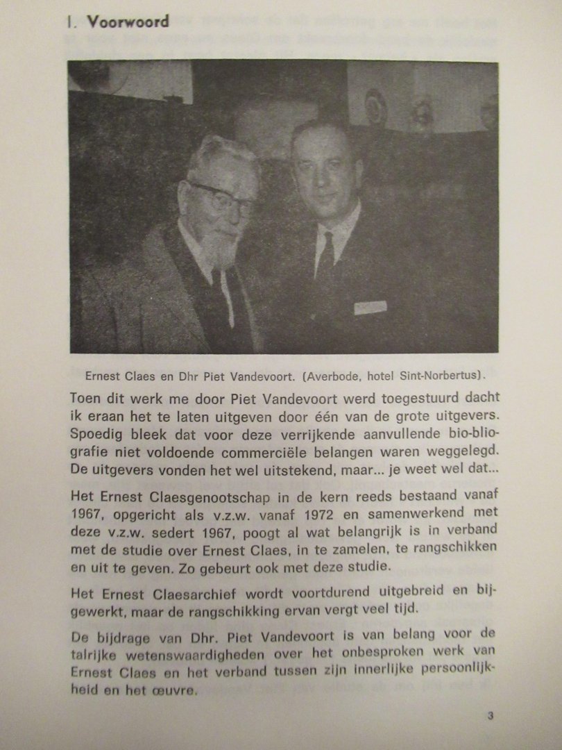 Vandevoort, Piet - Post-scriptum Ernest Claes 1885- 1968
