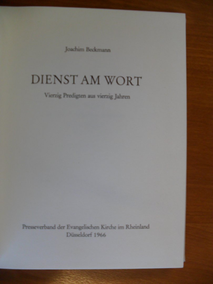 Beckmann Joachim - Dienst am Wort