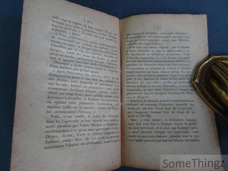 Raepsaet, J.J. - Anecdote sur l'origine et la nature du carnaval.