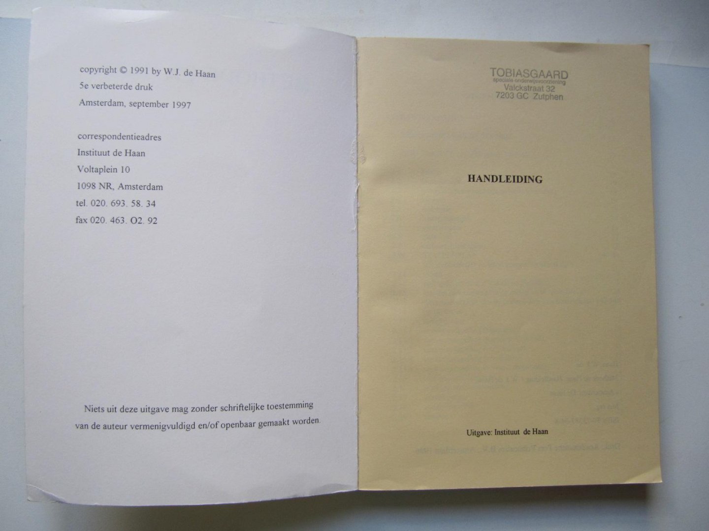 drs. W.J. de Haan - Methode de Haan -Handleiding-