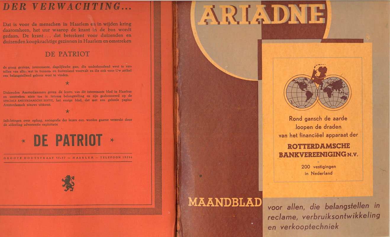 Redaktie. Divers - Ariadne Maandblad Reclame Volledige 1e jaargang 1946. Maandblad voor allen die belang stellen in reclame, verbruiksontwikkeling en verkooptechniek.
