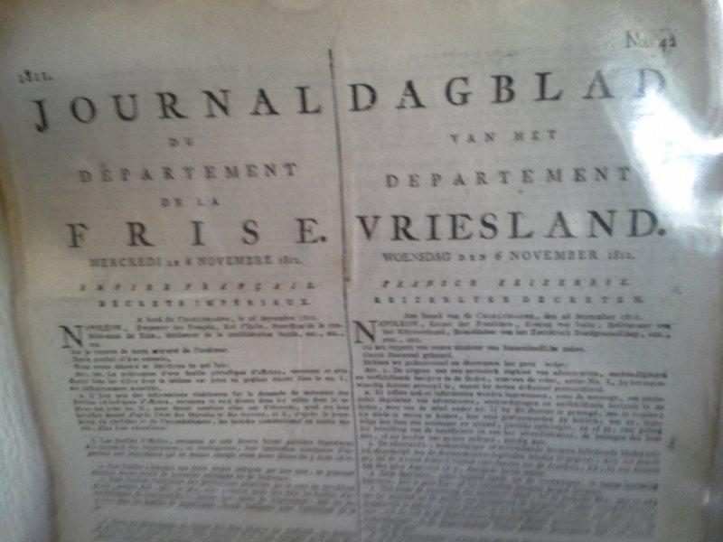  - JOURNAL DU DÉPARTEMENT DE LA FRISE MERCREDI LE 16 NOVEMBRE 1811 / DAGBLAD VAN HET DEPARTEMENT VRIESLAND WOENSDAG