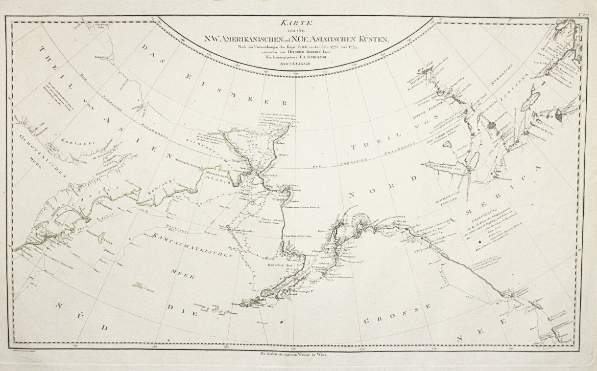 Schraembl, Franz Anton - Karte von den N.W. Amerikanischen und N.OE. Asiatischen Kusten nach den Untersuchungen des Kapit. Cook in den Jah. 1778 und 1779
