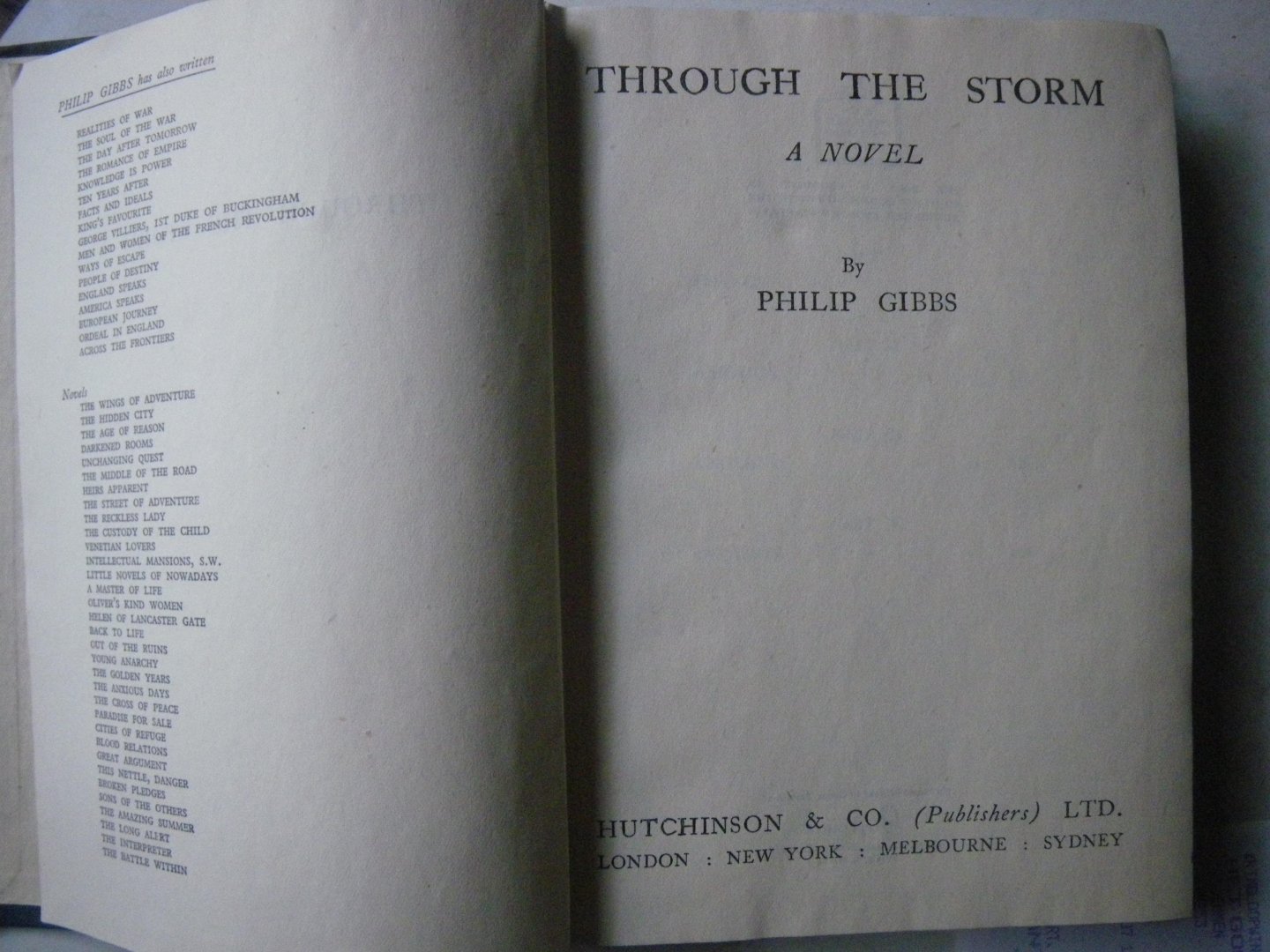 Gibbs, Philip - THROUGH THE STORM