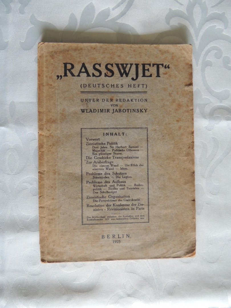 Wladimir Jabotinsky , Ze'ev Jabotinsky - Rasswjet - Jewish weekly Rassvet