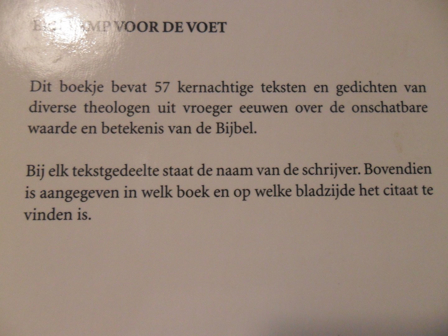 Gereformeerde Bijbelstichting - Een lamp voor de voet