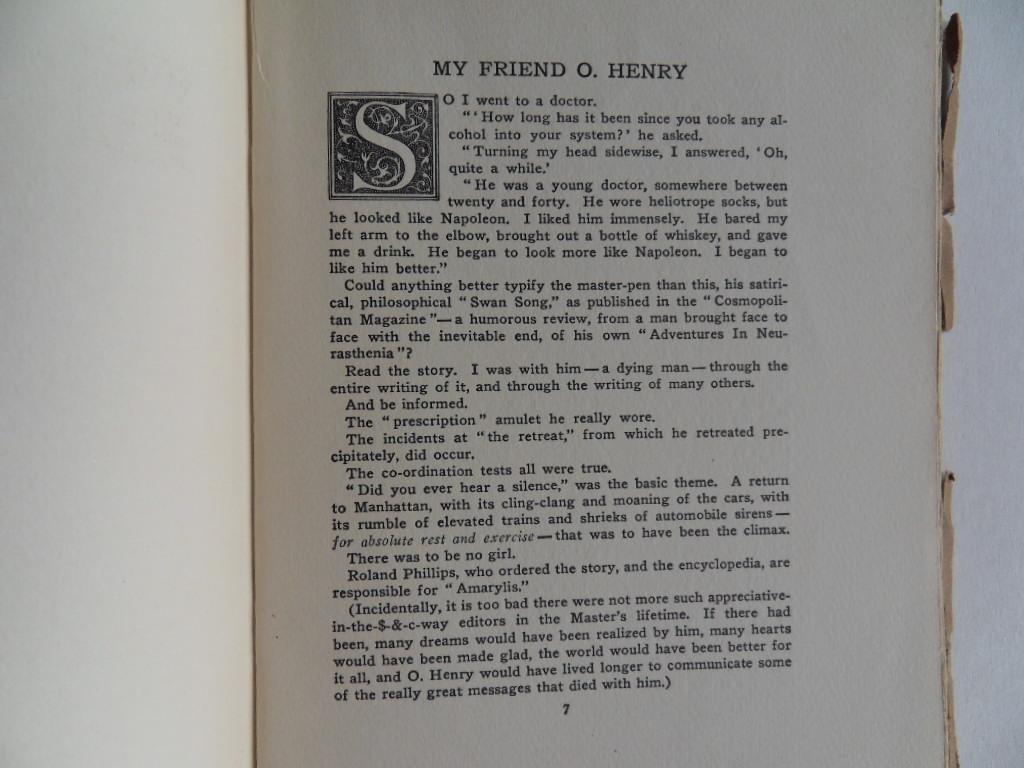 Moyle, Seth. - My Friend O.Henry. [ Privately Printed and Not for Sale ].