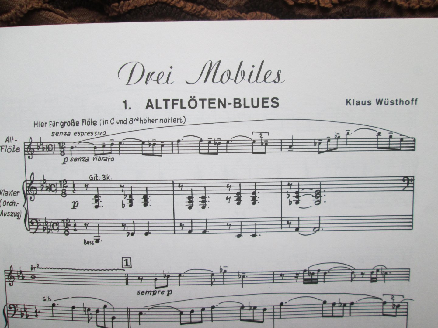 Wusthoff , Klaus - DREI MOBILES FUR FLOTE UND KLEINES ORCHESTER ( Ausgabe fur Flote und Klavier / pianouittreksel )