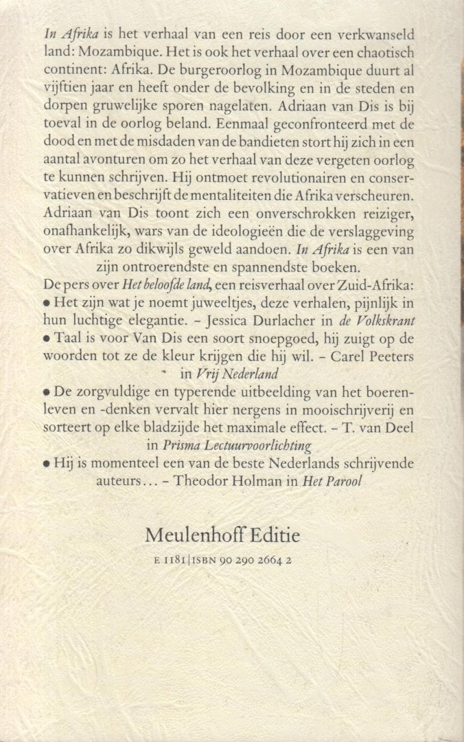 Dis (Bergen aan Zee, 16 December 1946), Adriaan van - Het beloofde land  - Reisroman - Reis door een verkwanseld land - Mozambique