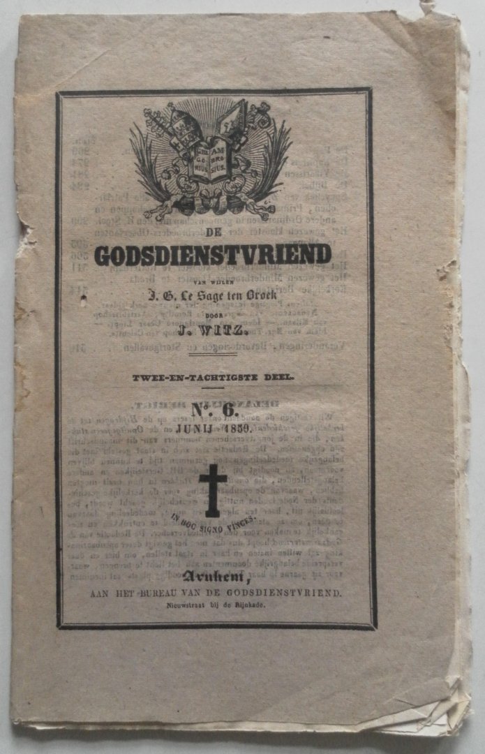 Le Sage ten Broek  J G van wijlen door Witz J - De Godsdienstvriend 82e deel No. 6 Junij 1859 O.a.  Encycliek van Paus Pius IX