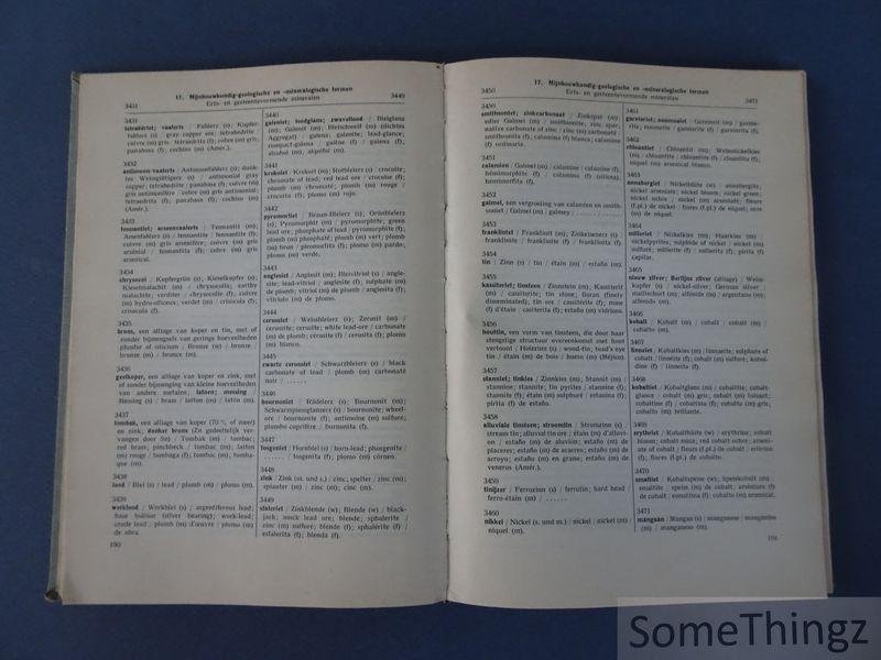 Ch. Th. Groothoff (voorw.) / Nederlandsch geologisch mijnbouwkundig genootschap. - Mijnbouwkundige nomenclator. Nederlands - Engels - Frans - Duits - Spaans. Omvattende de meest voorkomende begrippen uit de mijnbouw en de aardolietechniek.