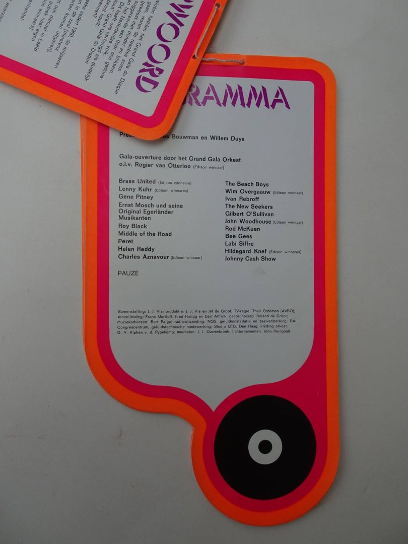 Beishuizen, P. (sam.). - Programmawaaier Grand Gala du Disque, 1972.
