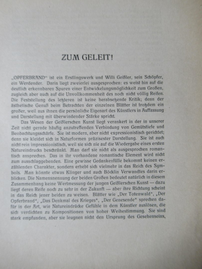 Geissler, Willi - Opferbrand. Federzeichnungen
