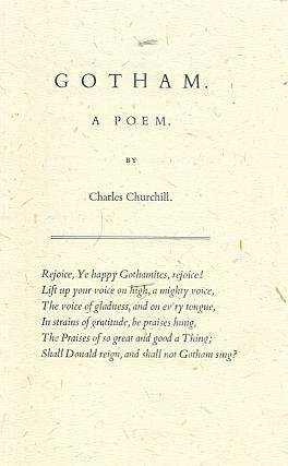 CHURCHILL, Charles - Gotham. A Poem.