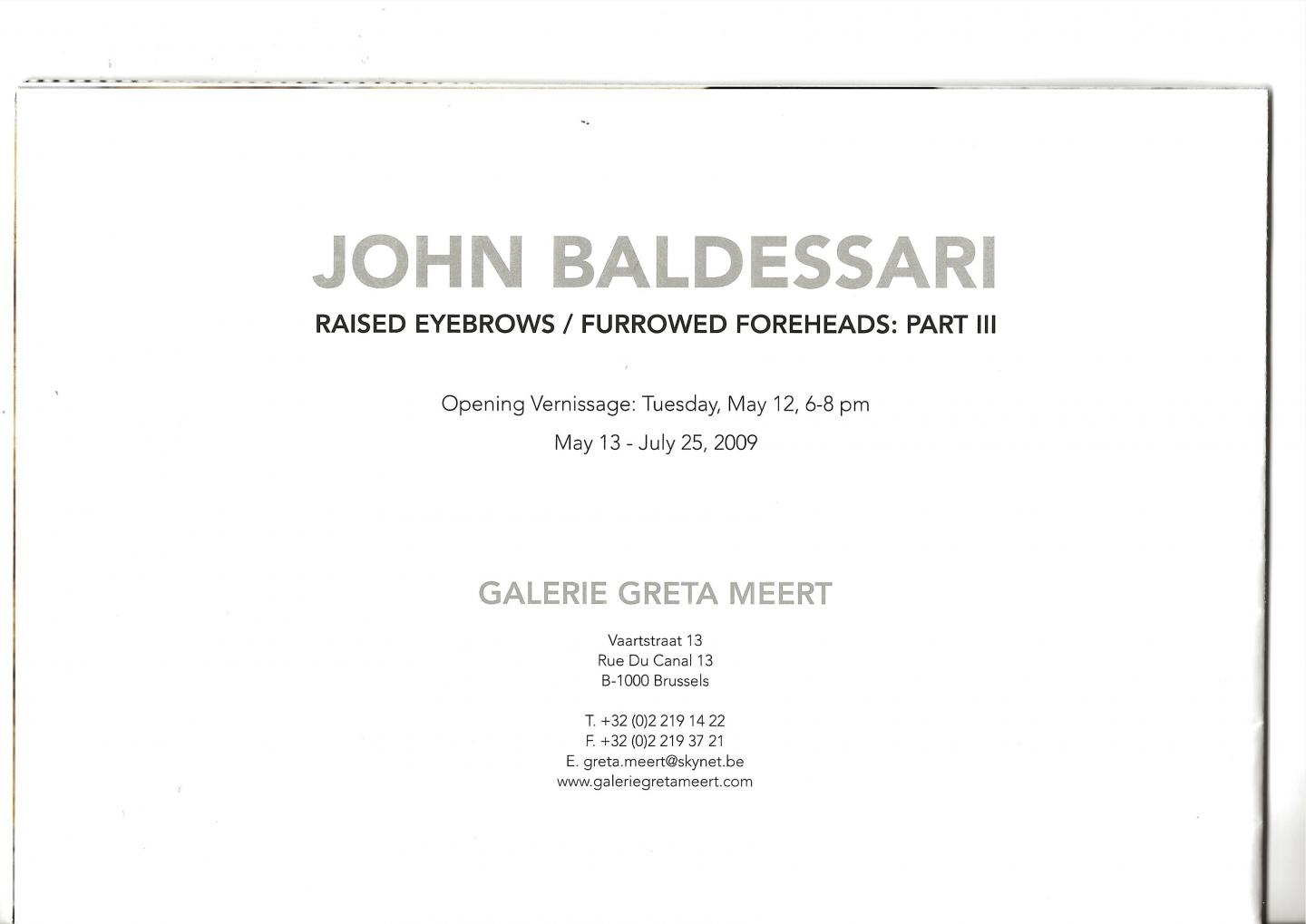 Baldessari, John - John Baldessari : Raised Eyebrows / Furrowed Foreheads: Part III (poster)