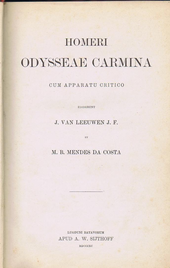 Leeuwen Jr., J. van, & Mendes da Costa, M.B. - Homeri Odysseae Carmina: Cum apparatu critico