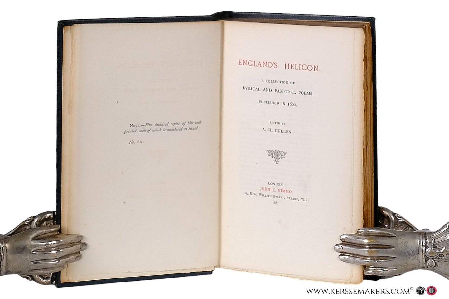 Bullen, A. H. (ed.). - England's Helicon. A collection of lyrical and pastoral poems : published in 1600.