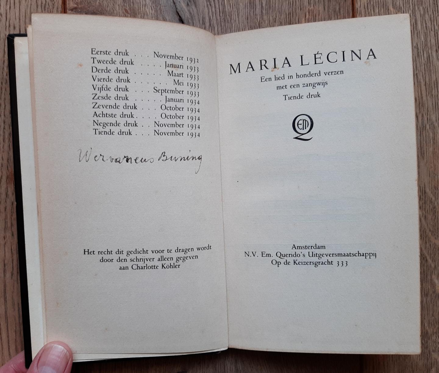Werumeus Buning, J.W.F. - Maria Lecina (2x)
