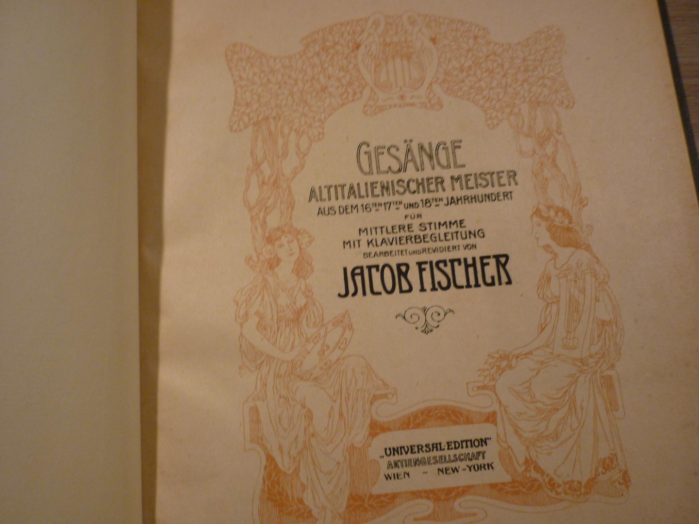 Fischer, Jacob (Ed.) - Gesänge altitalienischer Meister aus dem 16ten, 17ten und 18ten Jahrhundert. Für mittlere Stimme mit Klavierbegleitung.