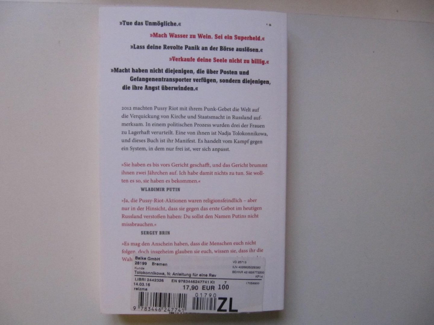 Nadja Tolokonnikowa - Anleitung fur eine Revolution