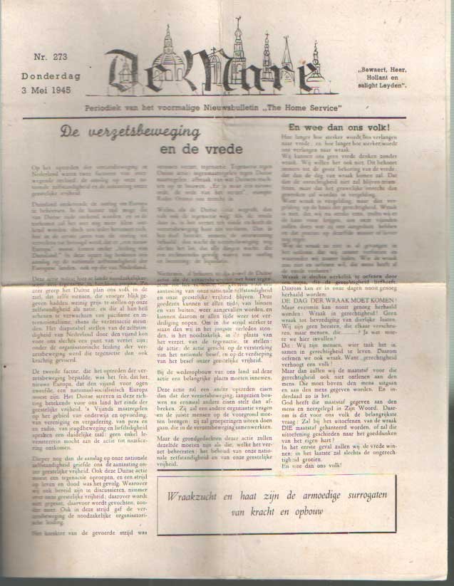  - De Mare. no. 273, 3 mei 1945; no. 274, 22 mei 1945; no. 275, 7 juni 1945;