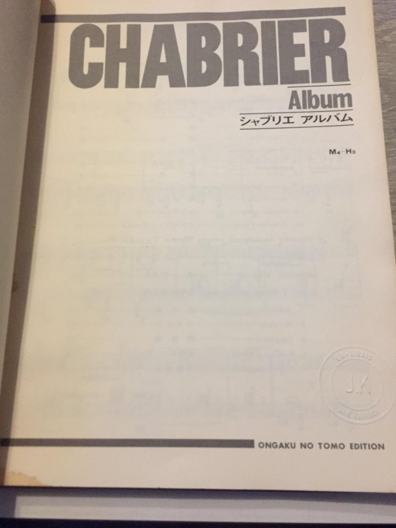 Chabrier - Bladmuziek; Chabrier album