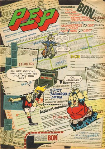Diverse tekenaars - PEP 1974 nr. 12, 22 maart  stripweekblad met o.a. LUCKY LUKE/ROODBAARD/LUC ORIENT/RIK RINGERS/ASTERIX/ERWIN/RAVIAN)/COCKNEY REBEL (2 p.), goede staat