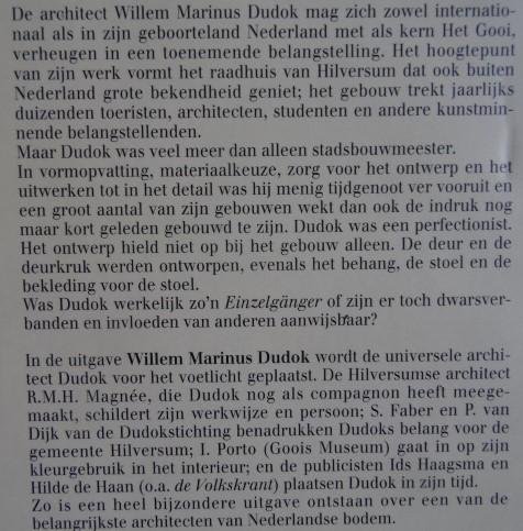  - Willem Marinus Dudok.  -    Architect 1884-1974 -  Stadsbouwmeester van Wereldallure.