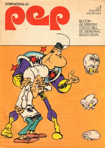 Diverse auteurs - PEP 1973 nr. 01, stripweekblad, 5 januari met o.a. DIVERSE STRIPS (ASTERIX/BLUEBERRY/KRAAIENHOVE/RIK RINGERS/ RAVIAN/DE GENERAAL)/BEACH BOYS ( 2 p.)/   BLOOK (COVER TEKENING) , goede staat
