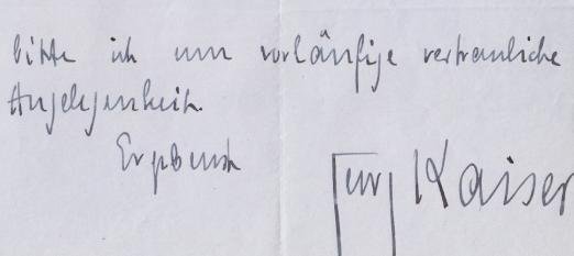 KAISER, Georg - Handgeschreven brief aan 'Sehr geehrter Herr den Brabander', gedateerd 'Sonnabend'.