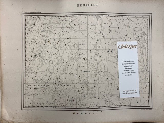 HOFFMANN, K.F.V., - Herkules: from Vollstandiger Himmels-Atlas fur Freunde und Liebhaber der Sternkunde (...) gezeichnet von Karl Friedrich Vollrath Hoffmann Stich und Druck der lithografische Anstalt Pobuda & Rees.