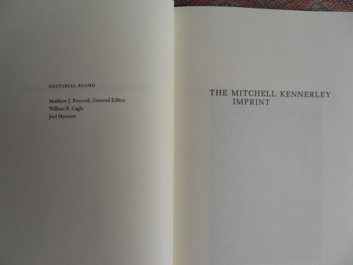 Boice, Daniel. - The Mitchell Kennerley Imprint. - In the Pittsburgh Series in Bibliography.