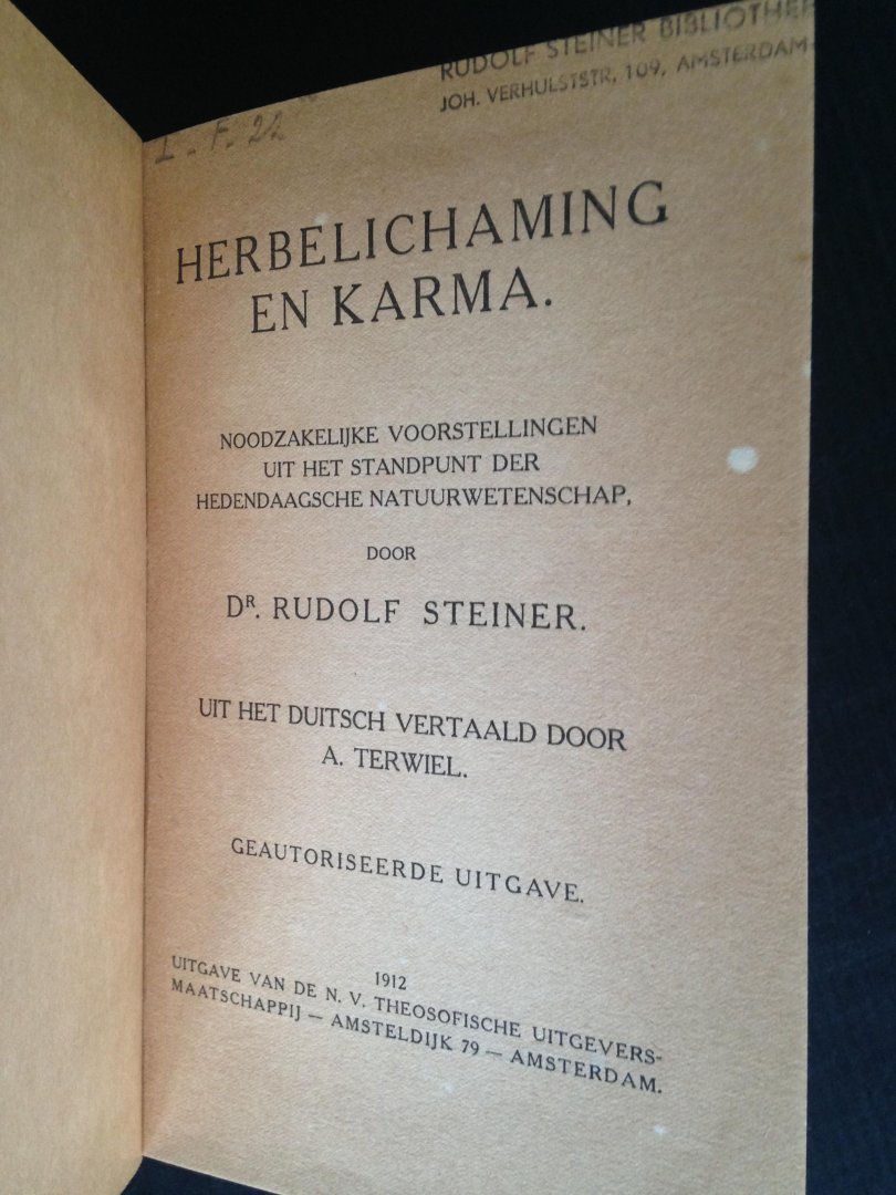 Steiner, Dr Rudolf - Herbelichaming en Karma