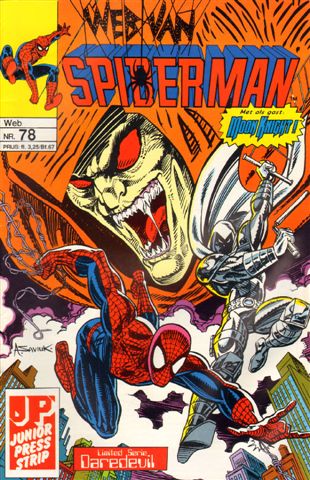 Junior Press - Web van Spiderman 078, De Test, geniete softcover, gave staat
