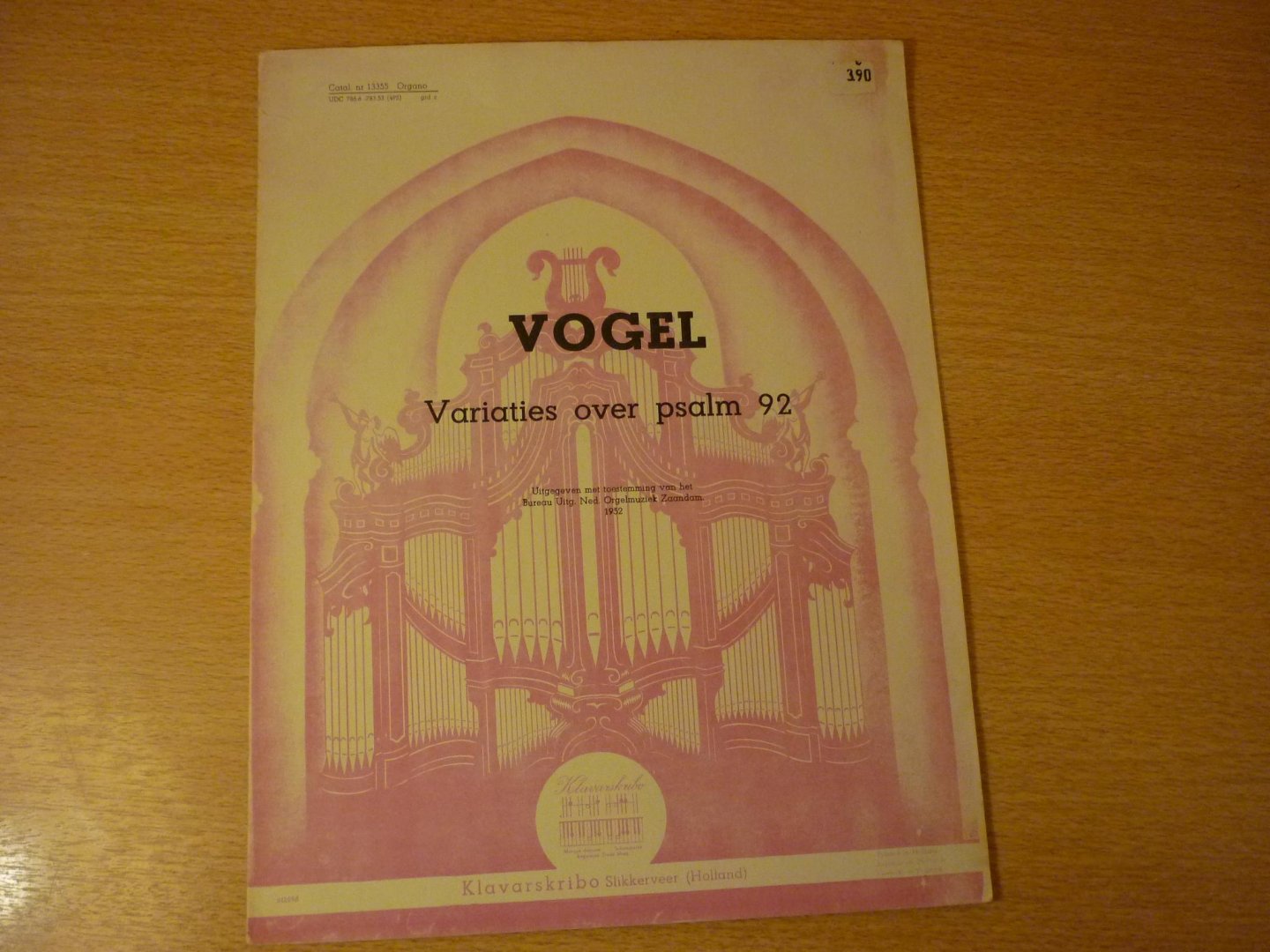 Vogel; W. - Variaties over psalm 92 klavarskribo.