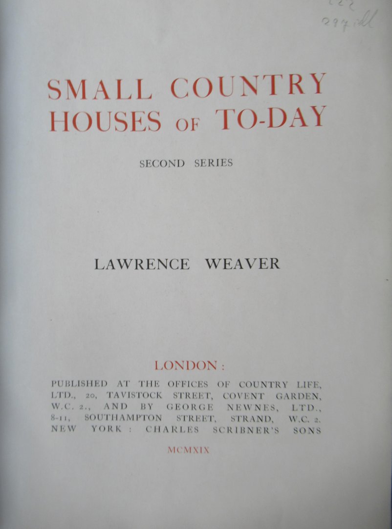 Weaver, Lawrence - Small Country Houses of To-day second series