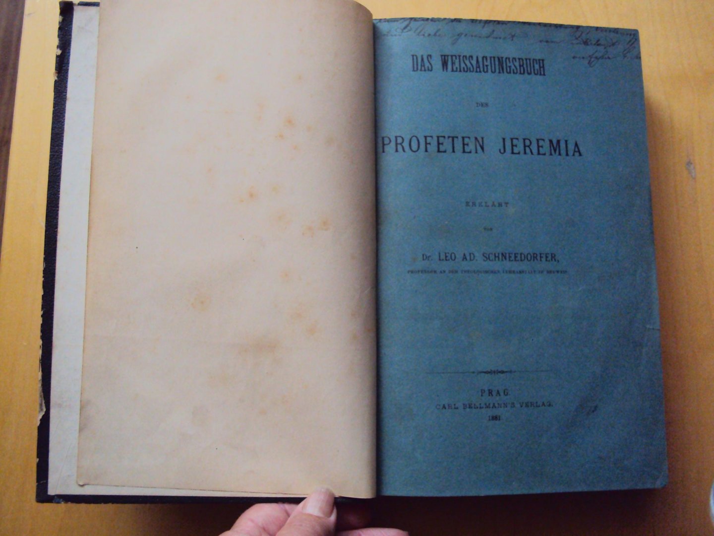 Schneedorfer, Leo Ad. - Das Weissagungsbuch des Profeten Jeremia