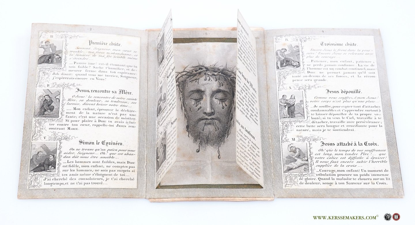 (Anonym). - (fold out print). Le Chemin de la croix. Pratique chrétienne pour avancer dans la piété.