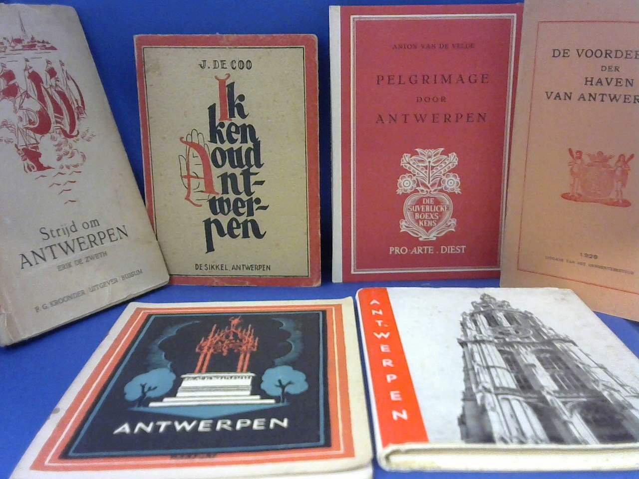 J. de Coo, Velde Anton van de,  en andere schrijvers - Boekjes over Antwerpen, o.a Ik ken Oud Antwerpen en Pelgrimage door Antwerpen, zie info