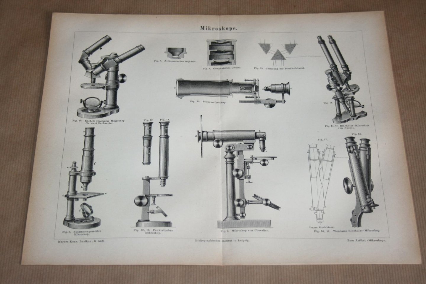  - Antieke prent - Microscoop    - Circa 1875