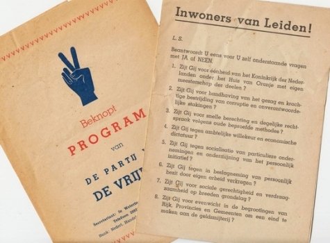 PARTIJ VAN DE VRIJHEID - Collectie van 3 publicaties.