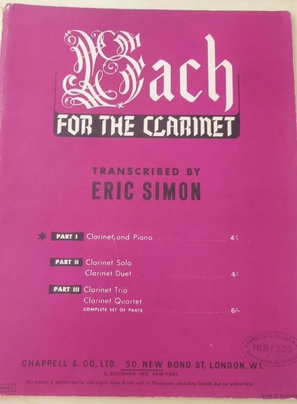 Bach (tr. Eric Simon) - Bach for the Clarinet part I. (Clarinet and Piano)