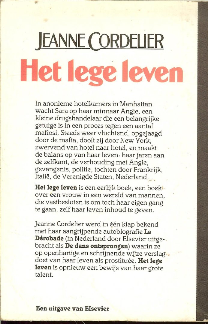 Cordelier  Jeanne Vertaling Daniel Visser - Het Lege leven