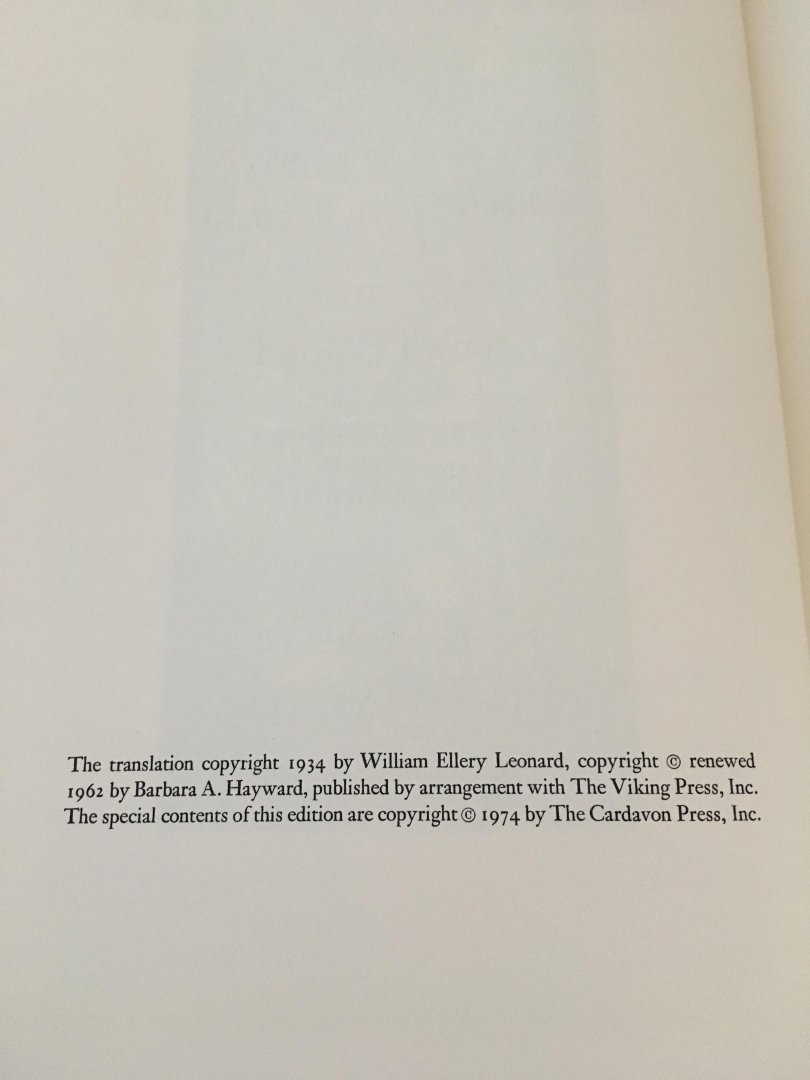 Translated by; William Ellery Leonard - The limited edition club; Gilgamesh