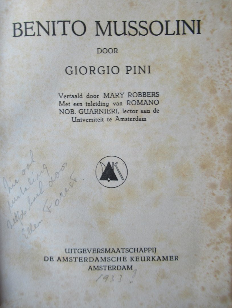 Pini, Giorgio (vertaling Mary Robbers) - Mussolini