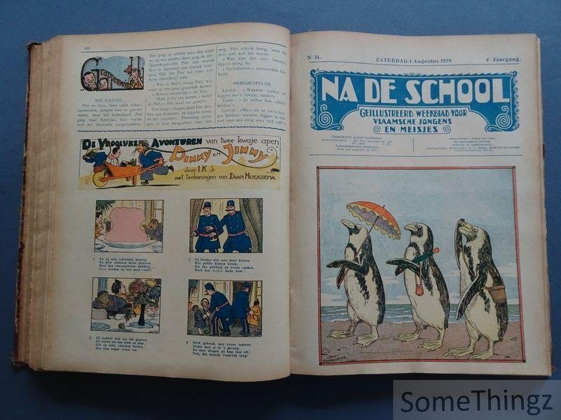 A.L. Smits (red.) / Daan Hoeksema (ills.) - Na de school: geïllustreerd weekblad voor Vlaamsche jongens en meisjes. 4e jaargang, 1928.