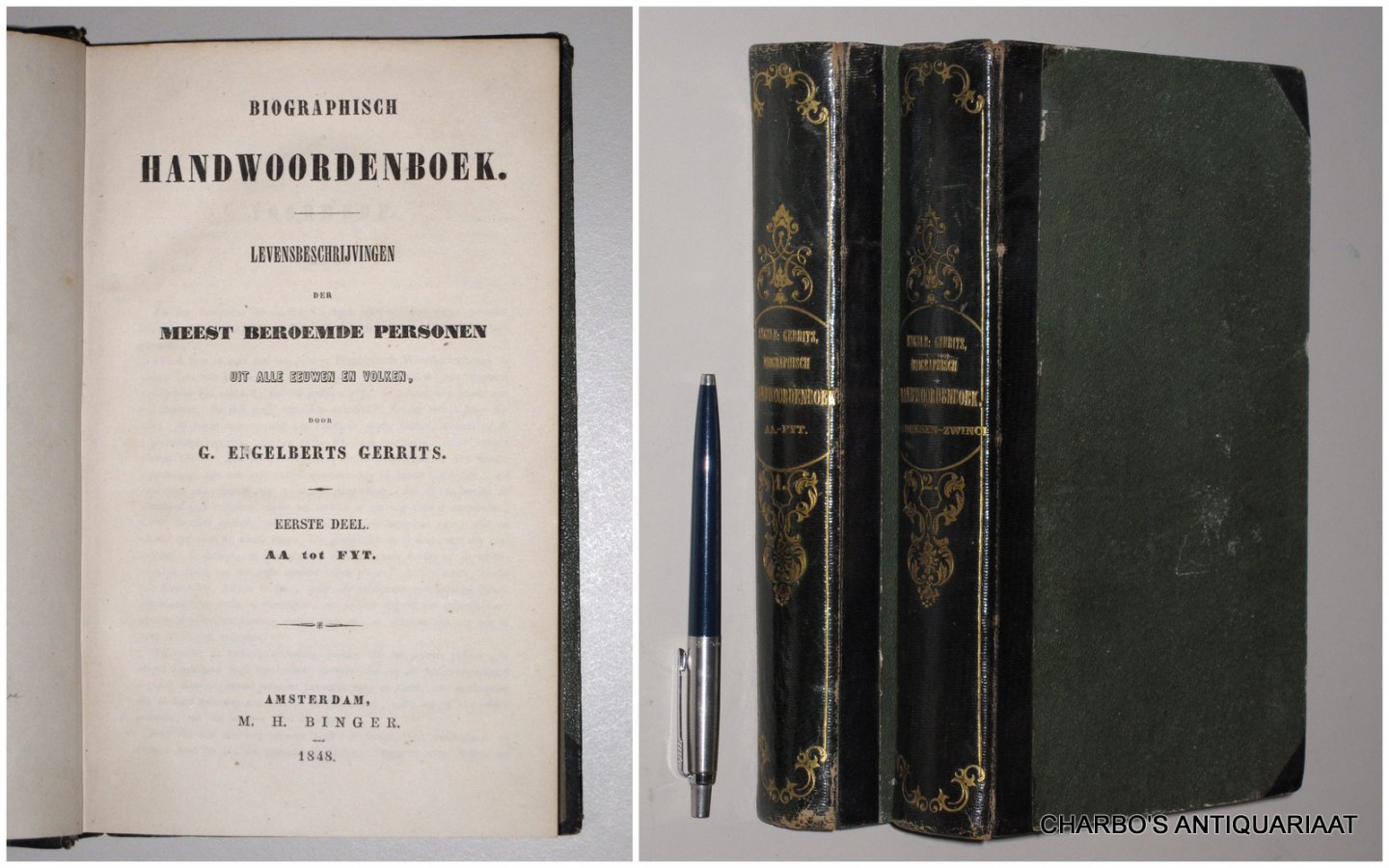 ENGELBERTS GERRITS, G., - Biographisch handwoordenboek. Levensbeschrijvingen der meest beroemde personen uit alle eeuwen en volken.