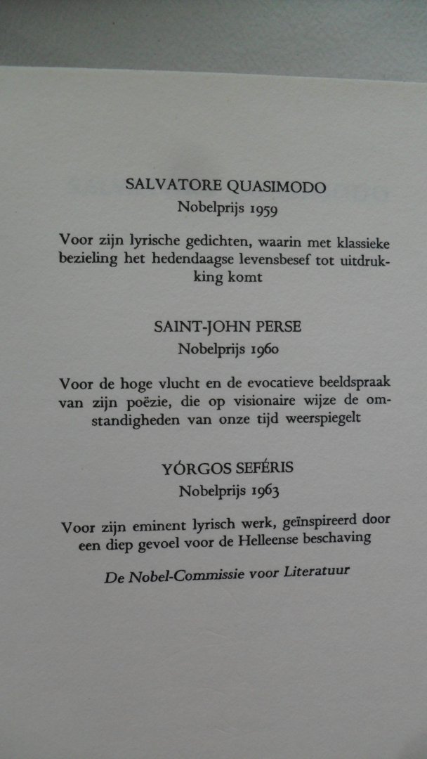 Quasimodo Salvatore / Saint-John Perse/ Yorgos Seferis - Gedichten
