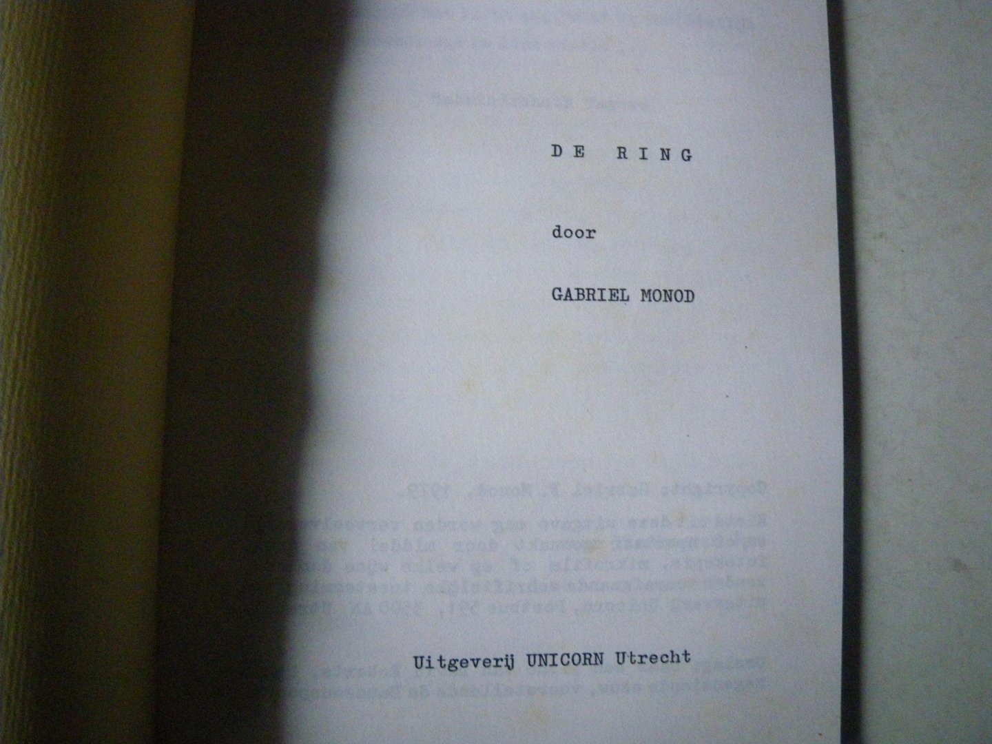 Monod, Gabriel. - De ring.